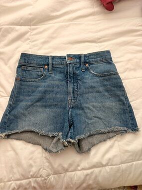 Madewell Medium Blue High-Rise Cutoff Denim Shorts